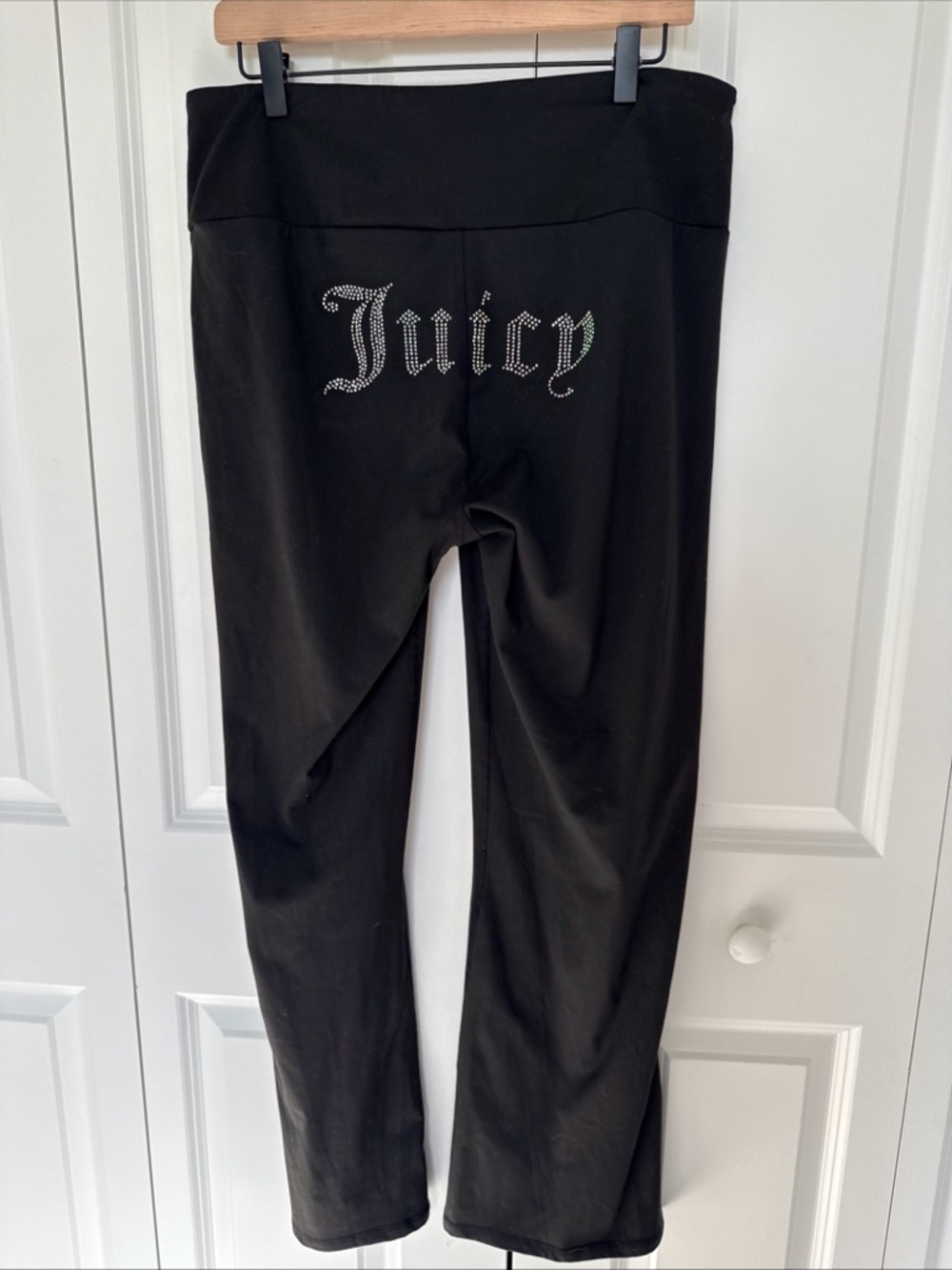 Juicy Couture Sport Black Flare/Bootcut Leggings Size XL Rhinestone Logo Y2K